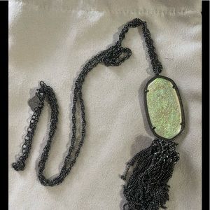 EUC custom Rayne dichroic foil in gunmetal necklace Kendra Scott